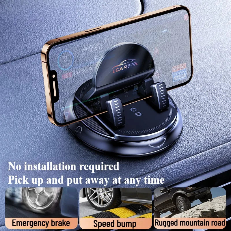 Universal Car Phone Mount – Rotatable Dashboard & Suction Cup Stand