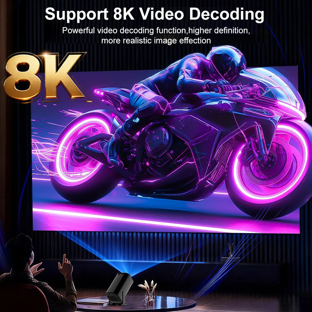 Portable LCD Projector | Native 1280×728 300 ANSI Lumens | WiFi 6 BT5.2 Android 14 | 40–120" Screen | Home & Outdoor