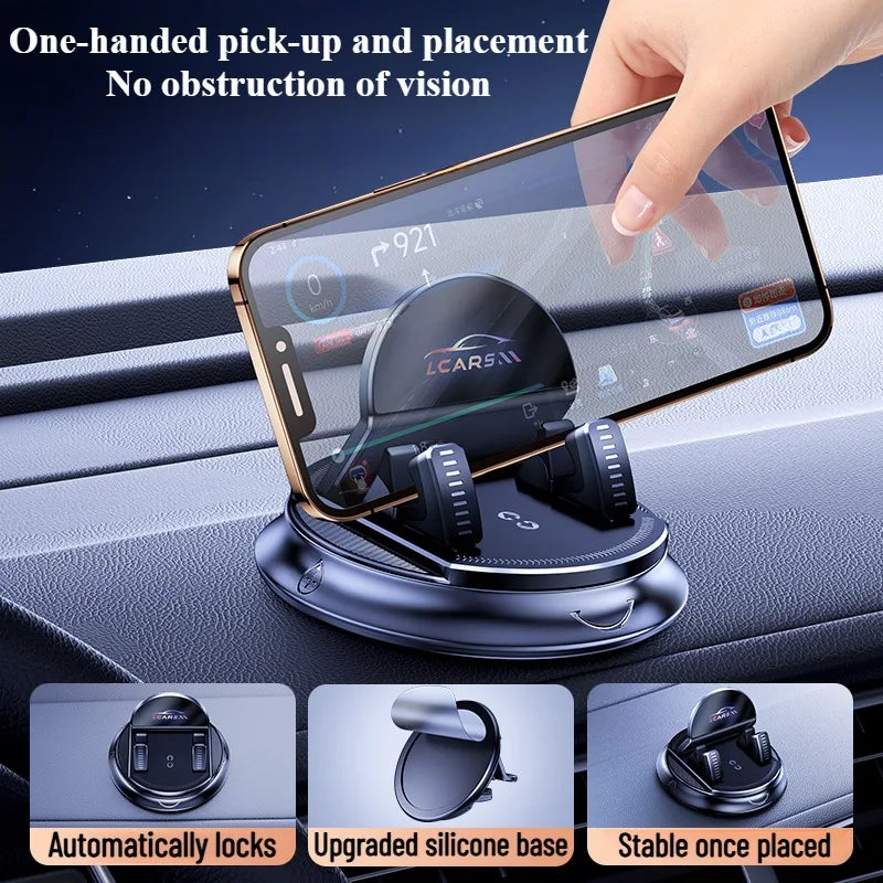 Universal Car Phone Mount – Rotatable Dashboard & Suction Cup Stand