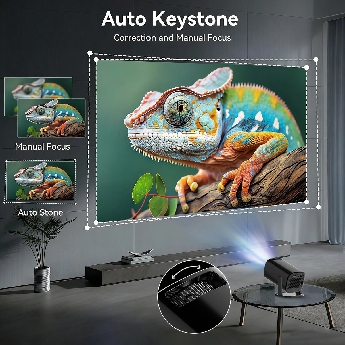 Portable LCD Projector | Native 1280×728 300 ANSI Lumens | WiFi 6 BT5.2 Android 14 | 40–120" Screen | Home & Outdoor